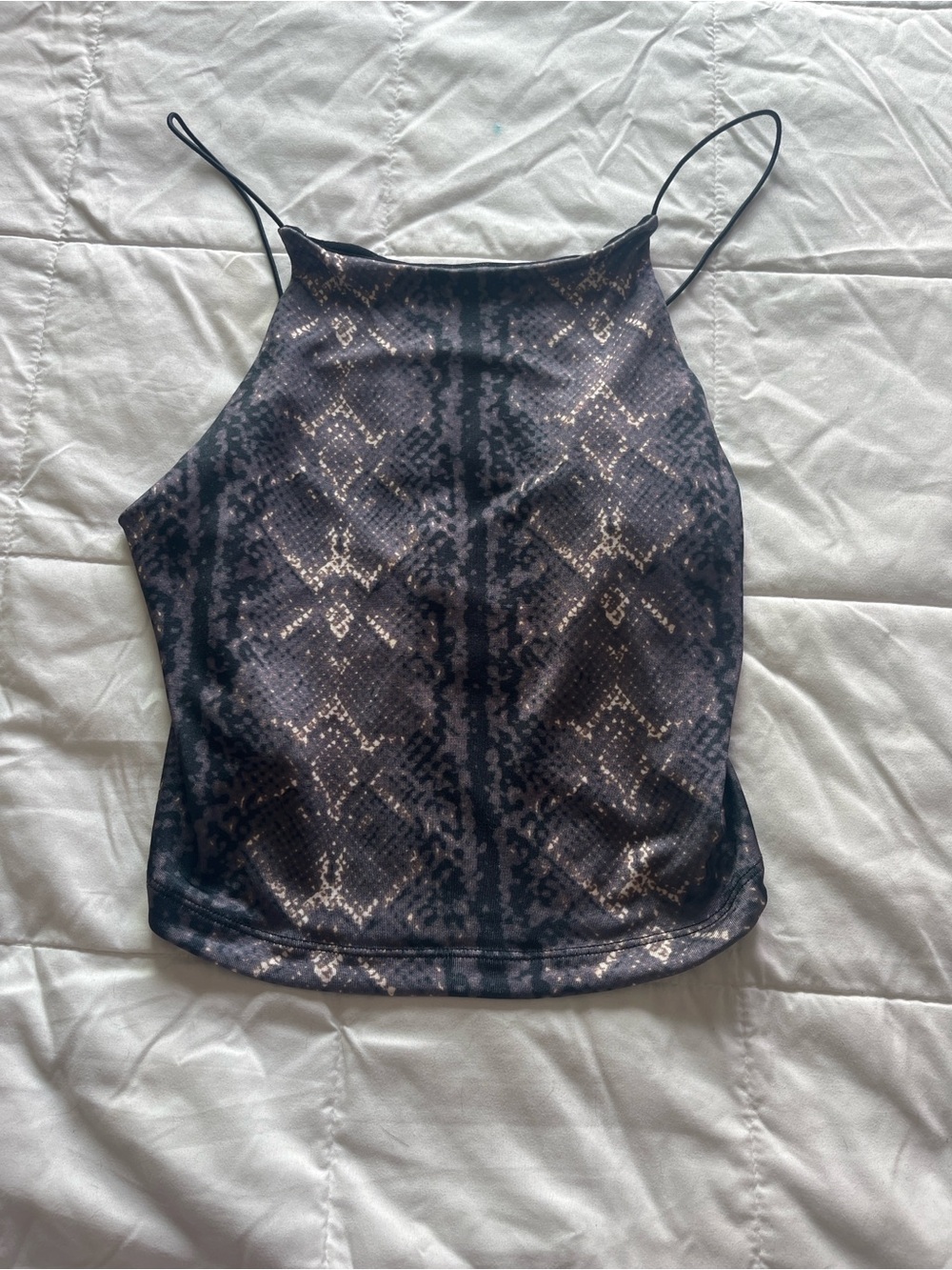 Urban Outfitters Black and Brown Snakeskin-Print Spaghetti Strap Cami